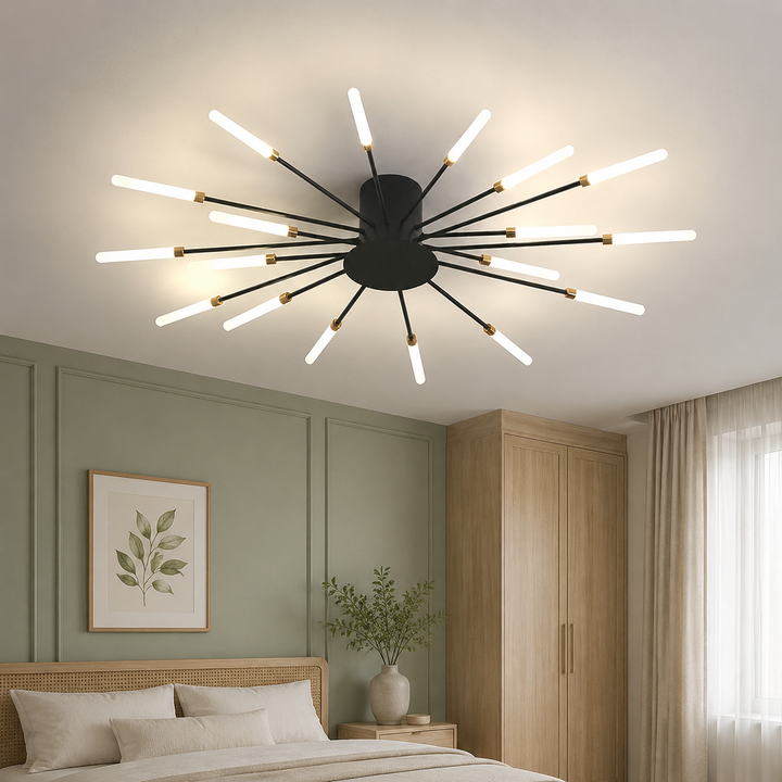 Zwarte Sputnik Plafondlamp Lineaire Buizen