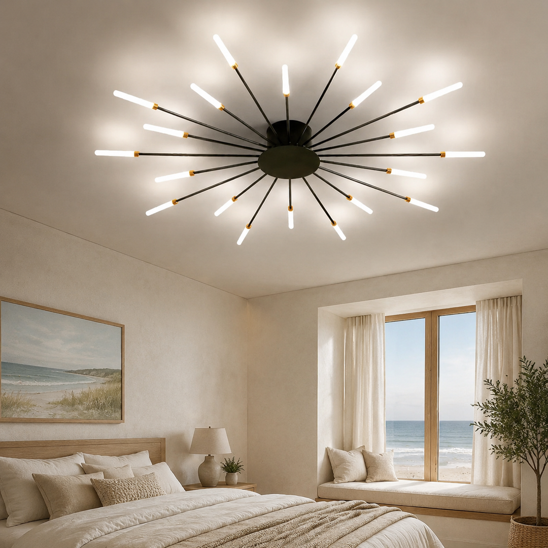 Zwarte Sputnik Plafondlamp Lineaire Buizen