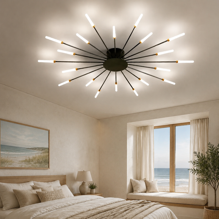 Zwarte Sputnik Plafondlamp Lineaire Buizen