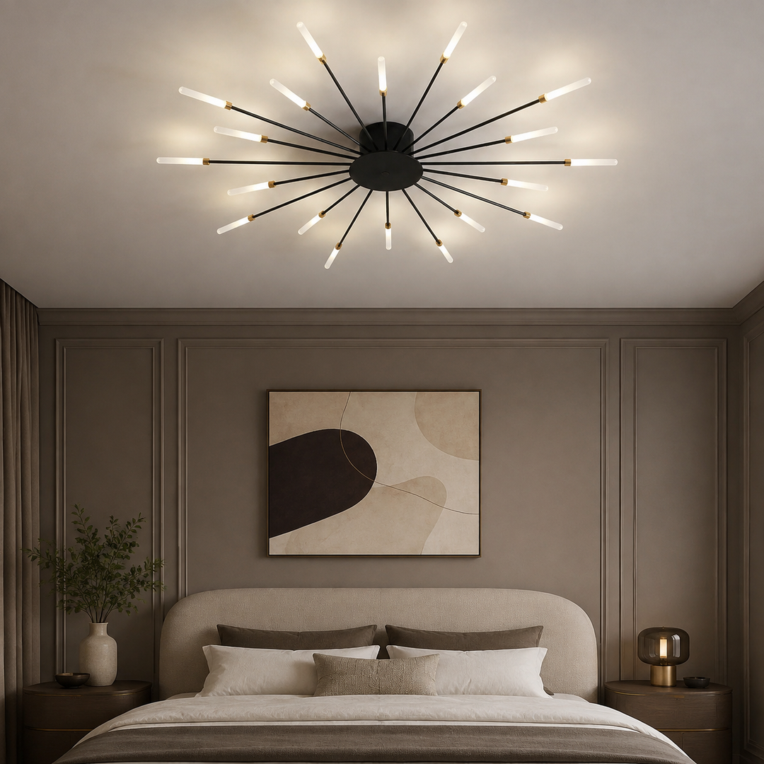 Zwarte Sputnik Plafondlamp Lineaire Buizen