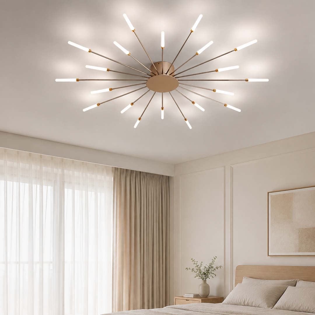 Zwarte Sputnik Plafondlamp Lineaire Buizen