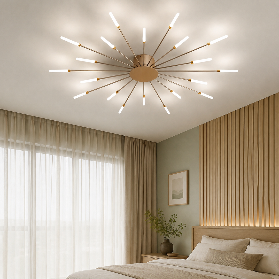 Zwarte Sputnik Plafondlamp Lineaire Buizen
