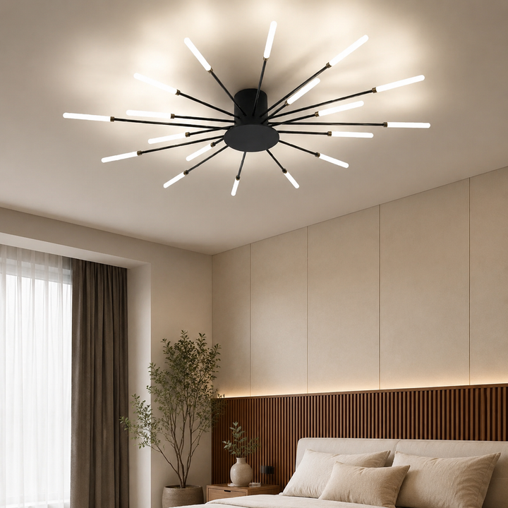 Zwarte Sputnik Plafondlamp Lineaire Buizen