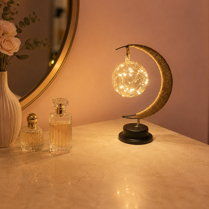 Sfeervolle Glazen LED Tafellamp Maandesign