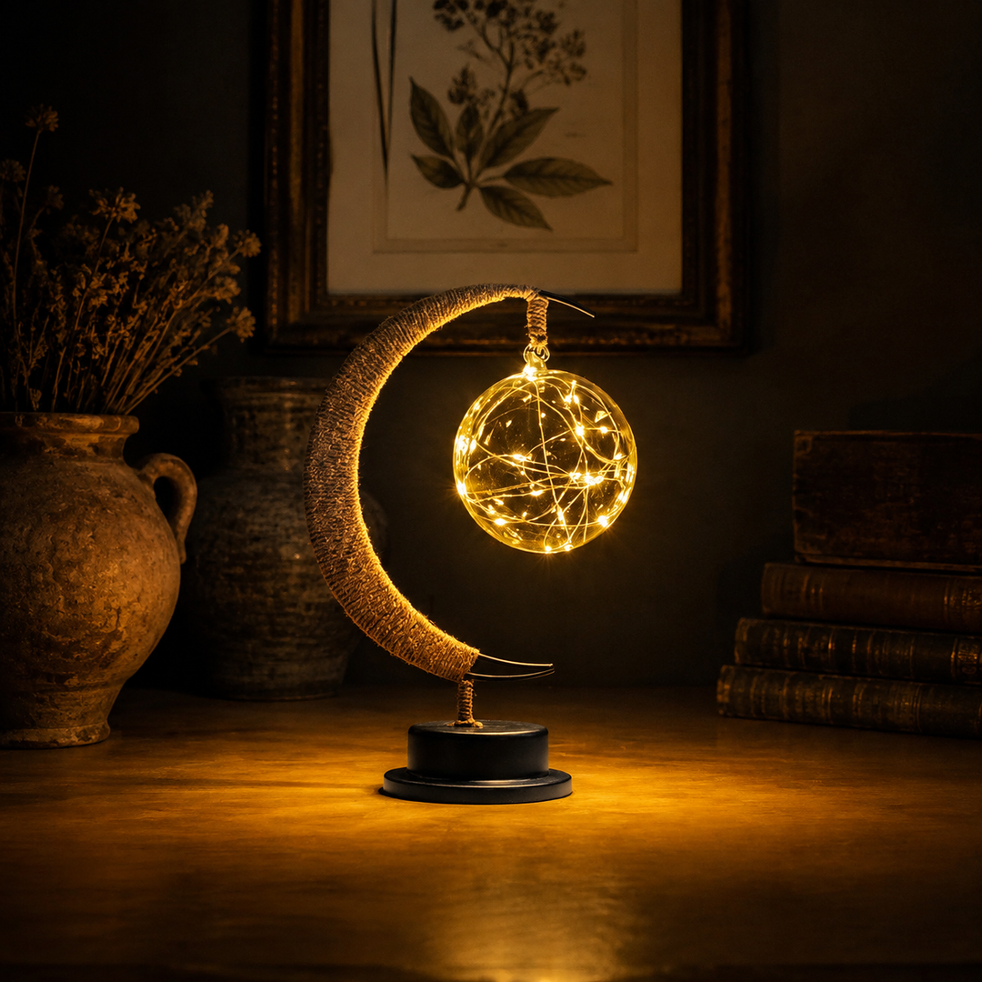 Sfeervolle Glazen LED Tafellamp Maandesign