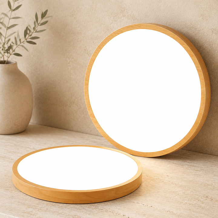 Ronde Houten LED Plafondlamp Ultradun