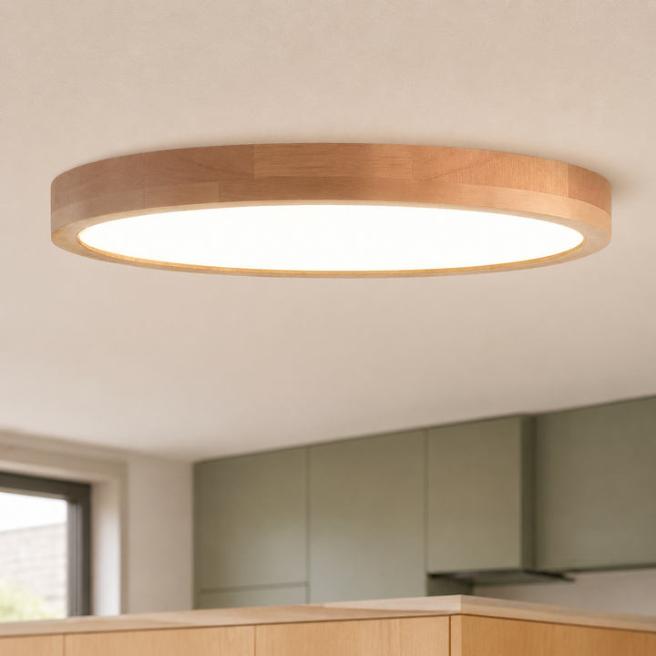 Ronde Houten LED Plafondlamp Ultradun