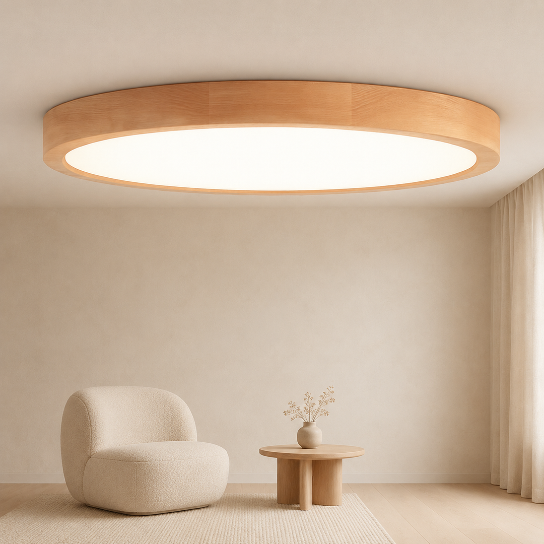 Ronde Houten LED Plafondlamp Ultradun
