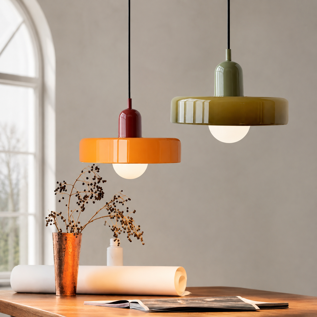 Moderne Hanglamp Kleurrijke Glazen Kap