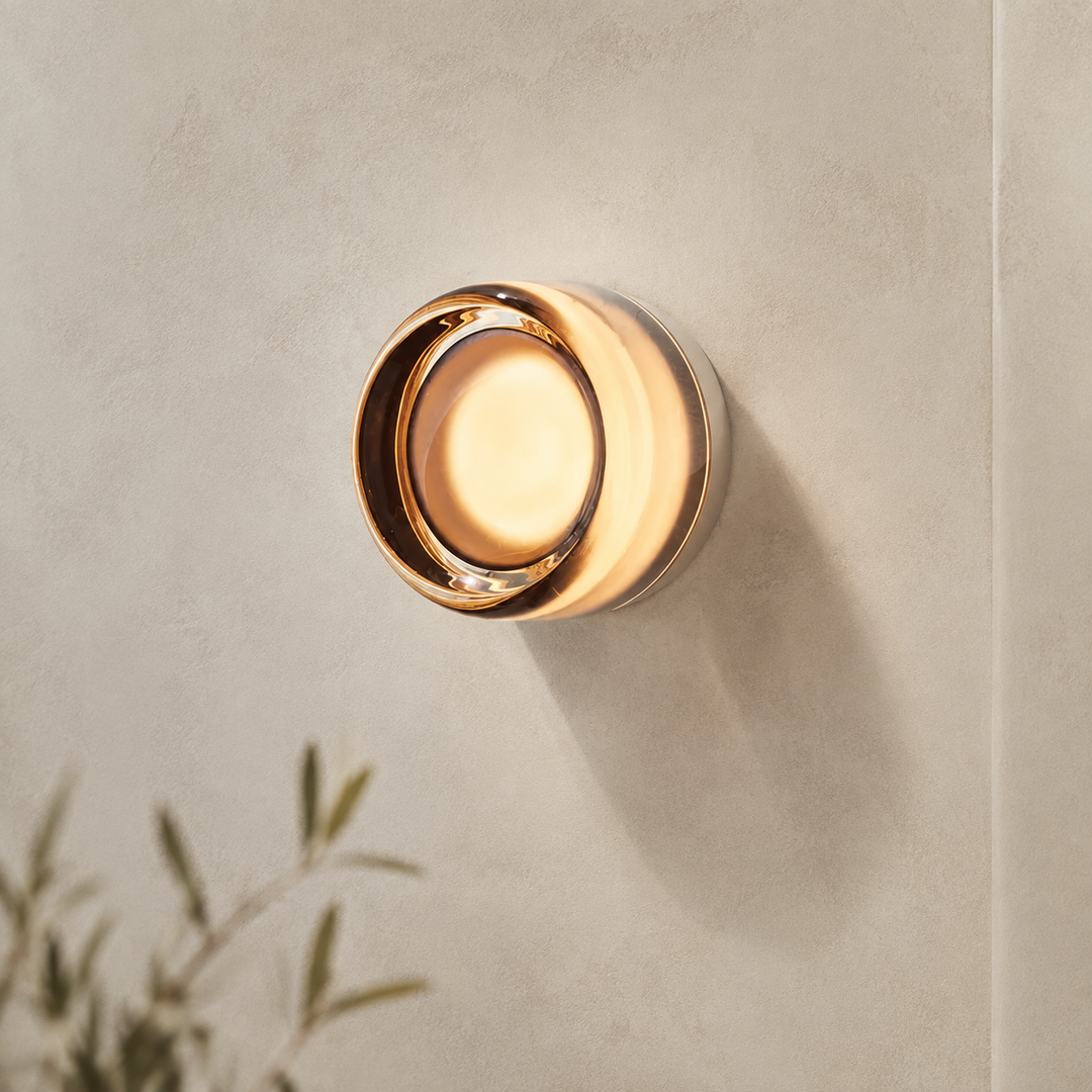 Ronde Goud Metalen Wandlamp Modern