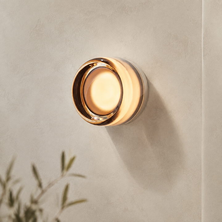 Ronde Goud Metalen Wandlamp Modern