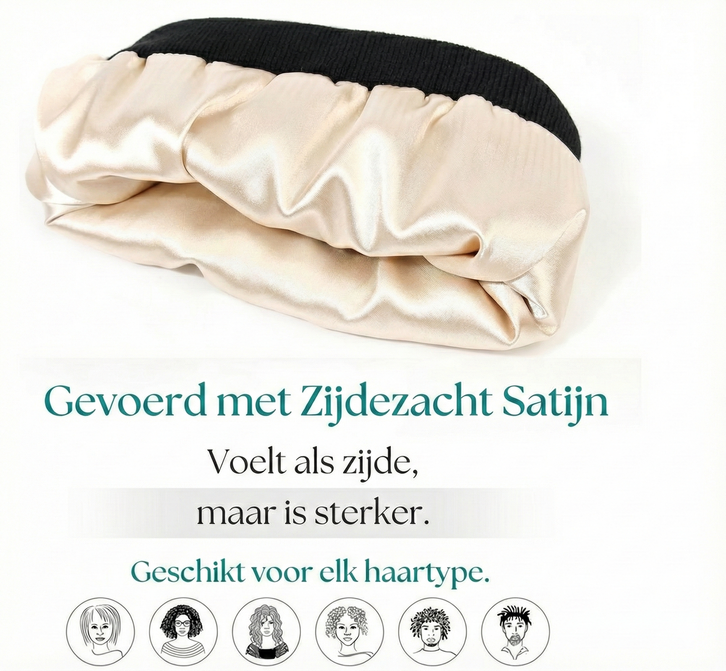 The Satin Shield Beanie - Satijn gevoerde muts tegen pluizig haar