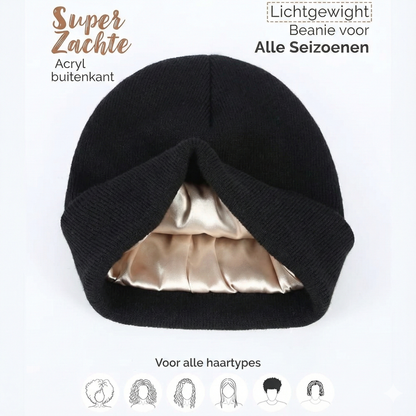 The Satin Shield Beanie - Satijn gevoerde muts tegen pluizig haar