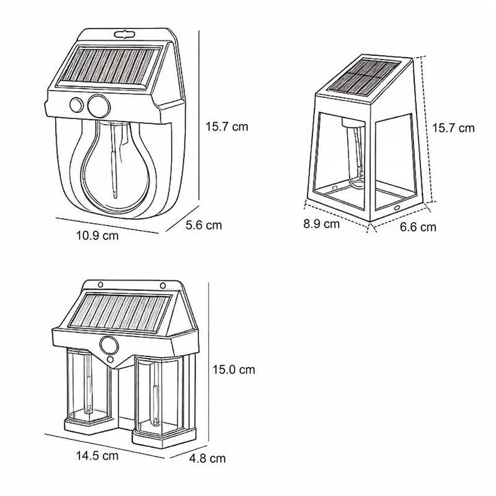 Wandgemonteerde Solar Lantaarn Wolfraam Bewegingssensor