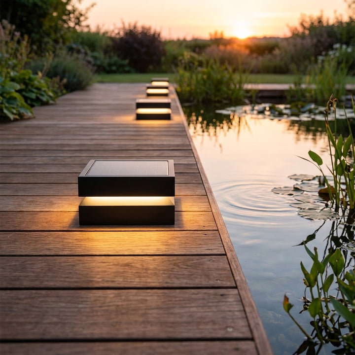 Solar Buitenverlichting Deck Modern Vierkant Waterdicht Zwart