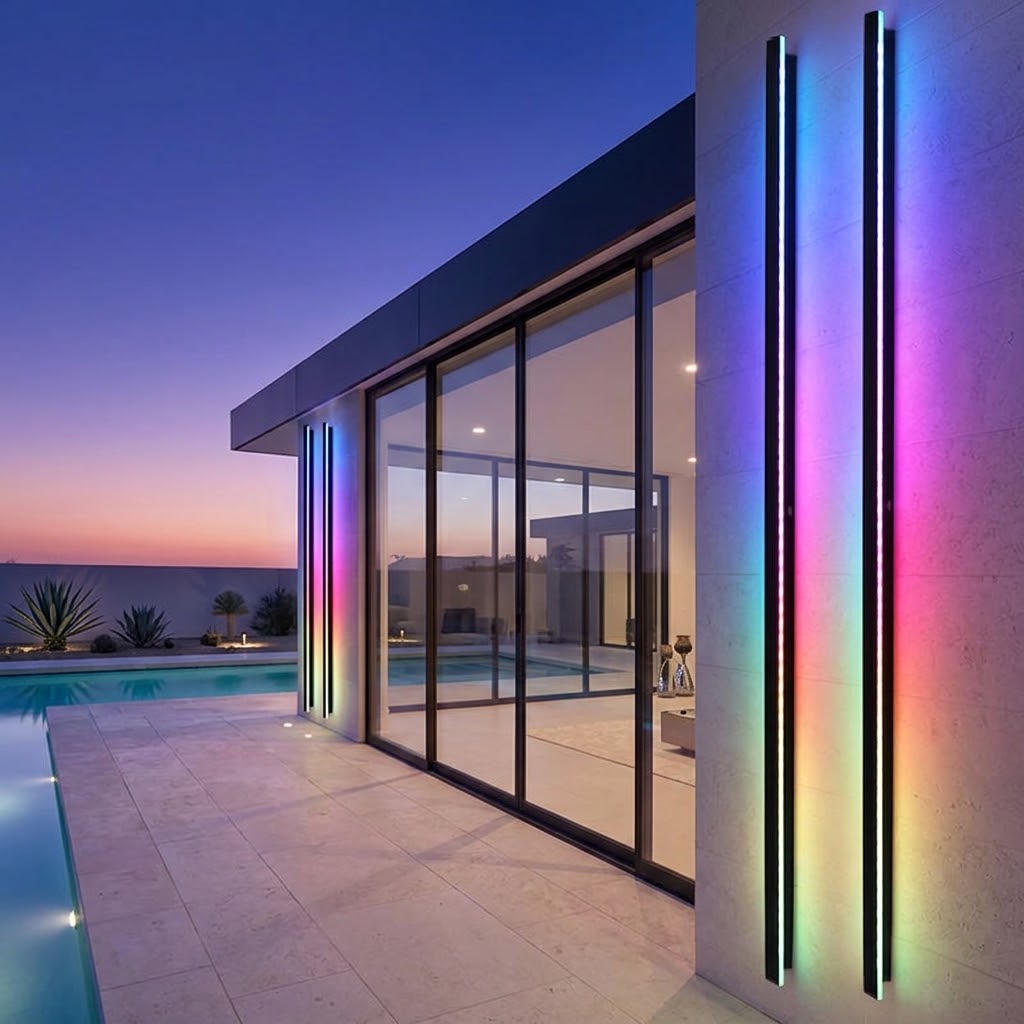Buiten Strip Wandlamp Zwart Lineair LED Geïntegreerd
