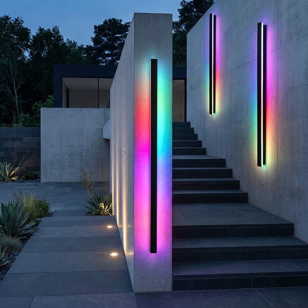 Buiten Strip Wandlamp Zwart Lineair LED Geïntegreerd