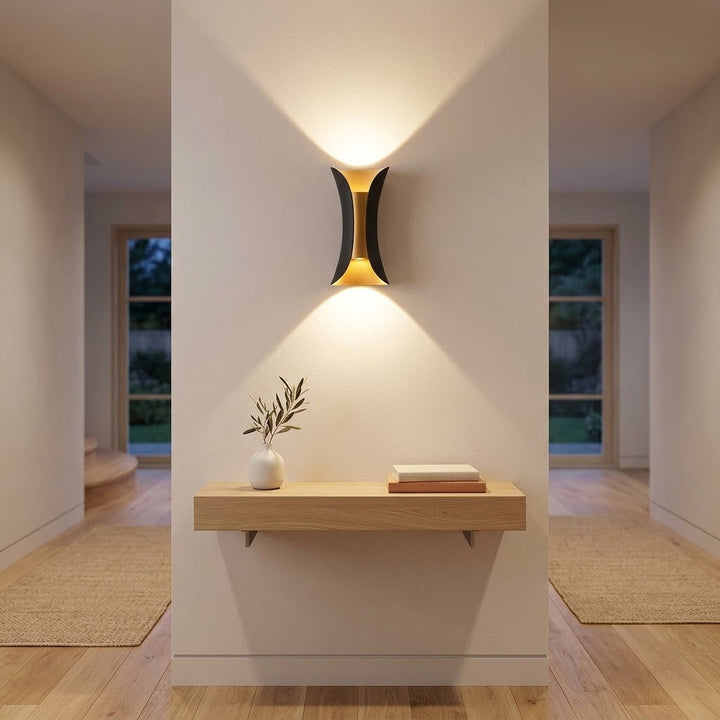 Op- en Neerwaartse Wandlamp Modern Gebogen LED Waterdicht
