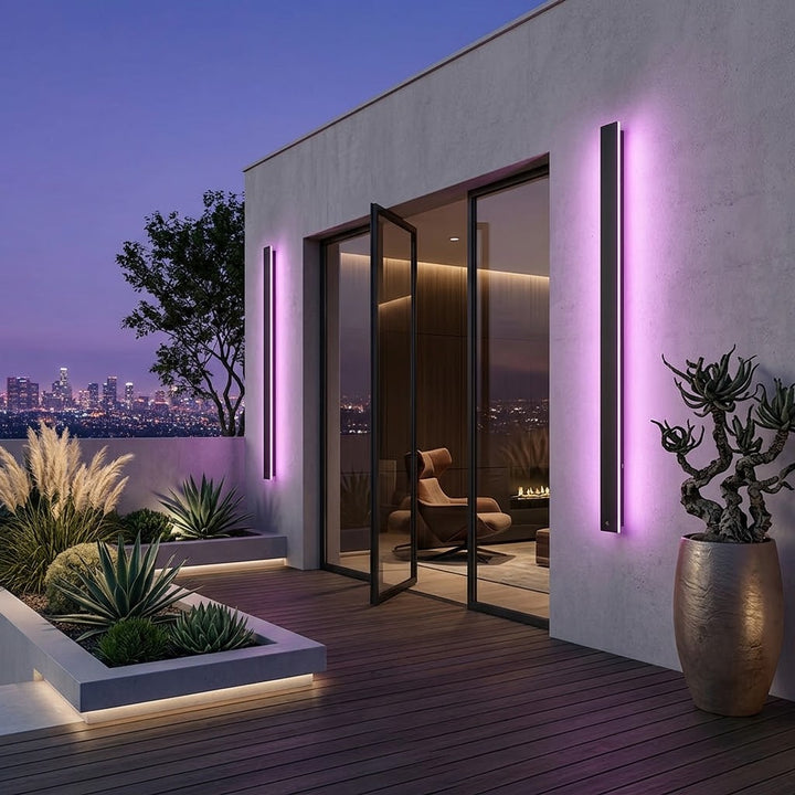Buiten Strip Wandlamp Zwart Lineair LED Geïntegreerd