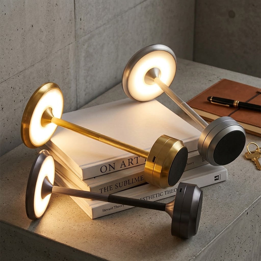 Verchroomde Metalen Slanke Draadloze UFO Alien Tafellamp