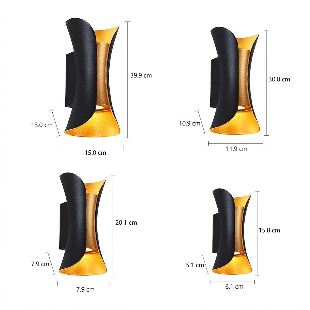Op- en Neerwaartse Wandlamp Modern Gebogen LED Waterdicht