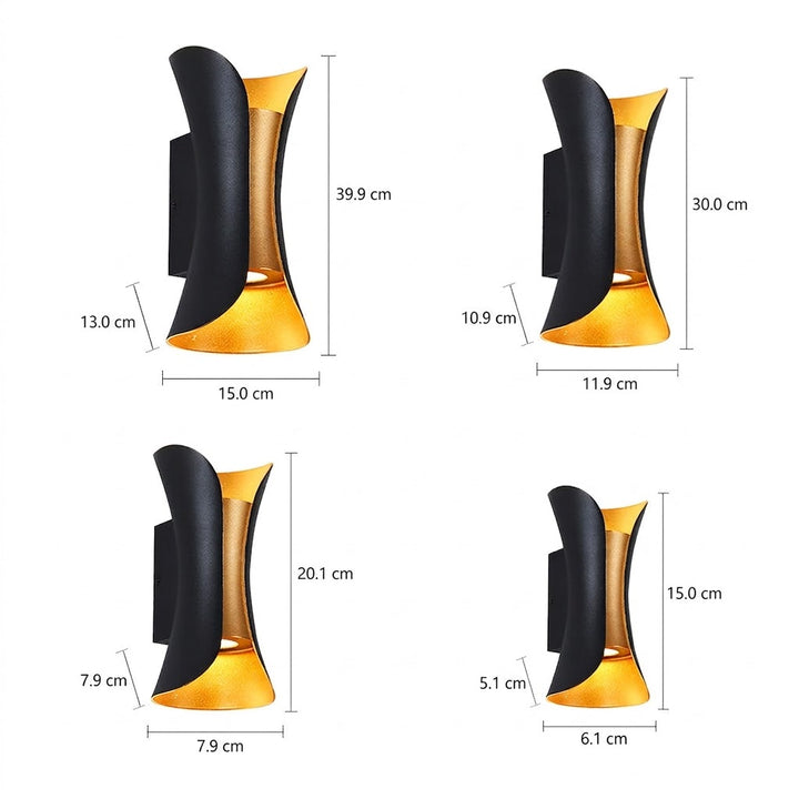 Op- en Neerwaartse Wandlamp Modern Gebogen LED Waterdicht