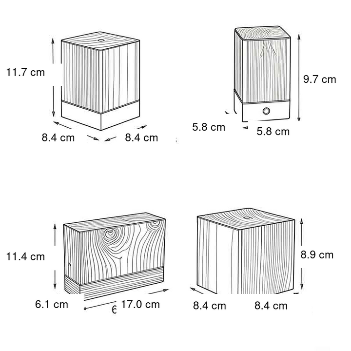 Vierkante Houten Lamp Modern LED Kubus Houtnerf