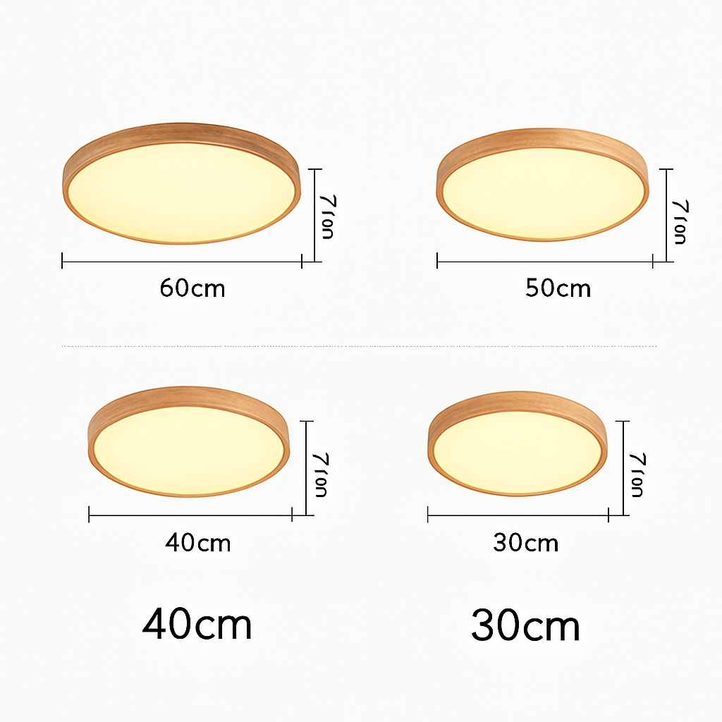 Ronde Houten LED Plafondlamp Ultradun