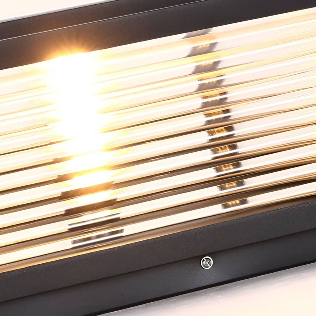 Vierkante Pilaarlamp Geribbeld Glas Buiten Metaal