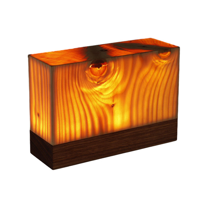 Vierkante Houten Lamp Modern LED Kubus Houtnerf