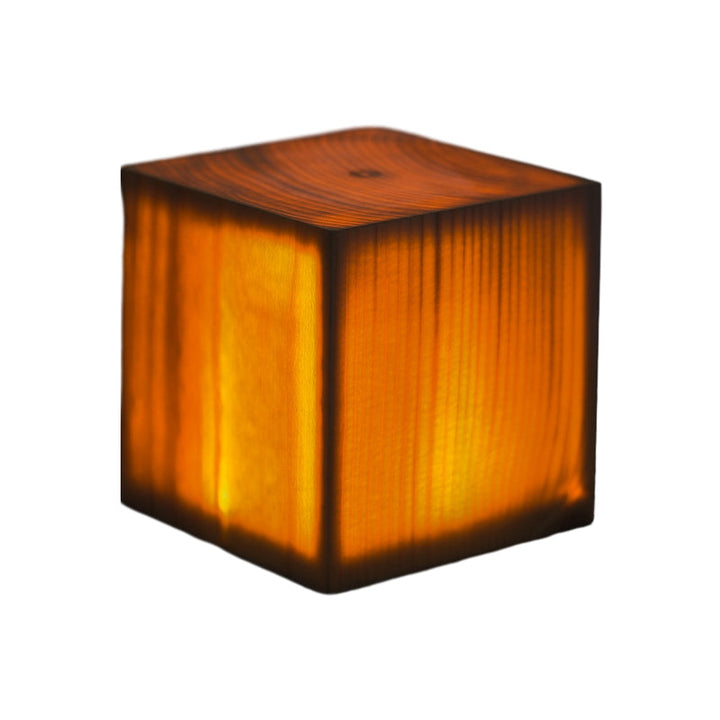 Vierkante Houten Lamp Modern LED Kubus Houtnerf