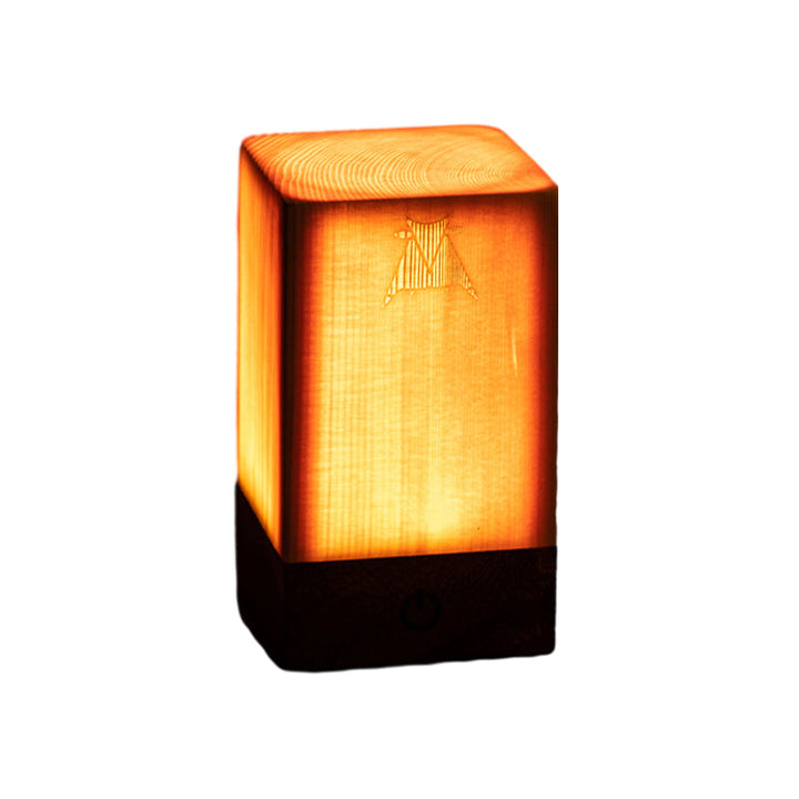 Vierkante Houten Lamp Modern LED Kubus Houtnerf