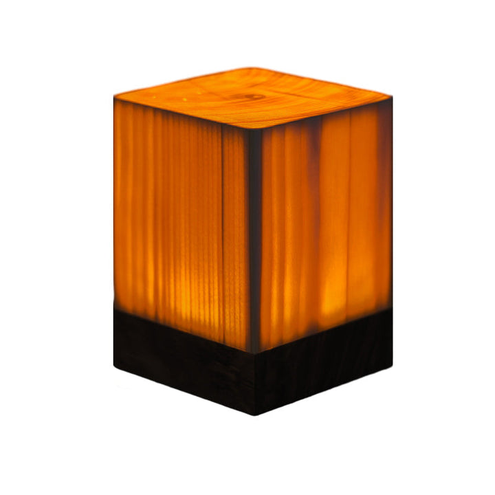 Vierkante Houten Lamp Modern LED Kubus Houtnerf